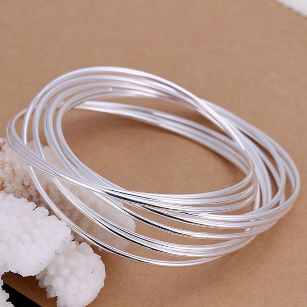 925 Sterling Silver Ten Ring Bangle